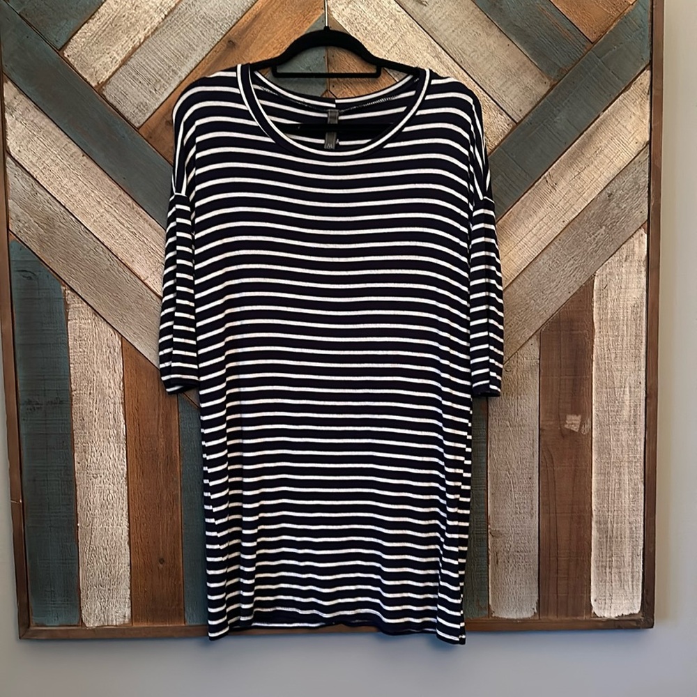 Medium Navy and white stripe dress by Wish